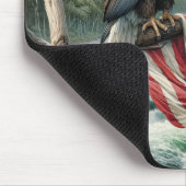 Kale adelaar met Amerikaanse vlag op boomtak Muismat (Hoek)