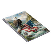 Kale adelaar met Amerikaanse vlag op boomtak Notitieboek (Rechterzijde)