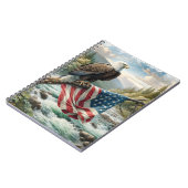 Kale adelaar met Amerikaanse vlag op boomtak Notitieboek (Linkerzijde)