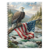 Kale adelaar met Amerikaanse vlag op boomtak Notitieboek (Voorkant)