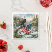 Kale adelaar met Amerikaanse vlag op boomtak Servet (Insitu)