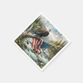 Kale adelaar met Amerikaanse vlag op boomtak Servet (Hoek)