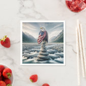 Kale adelaar met Amerikaanse vlag op een Cairn Servet (Insitu)