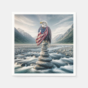 Kale adelaar met Amerikaanse vlag op een Cairn Servet