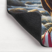 Kale adelaar met Amerikaanse vlag op een tak Muismat (Hoek)