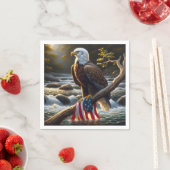 Kale adelaar met Amerikaanse vlag op een tak Servet (Insitu)