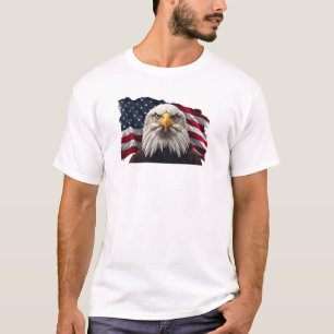 Kale adelaar met Amerikaanse vlag T-shirt