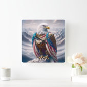 Kale adelaar met een scheur draagt Amerikaanse vla Vierkante Klok (Huis)