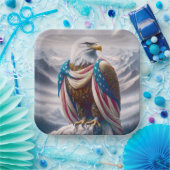 Kale adelaar met een traan en Amerikaanse vlag Papieren Bordje (Feest)