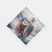 Kale adelaar met een traan en Amerikaanse vlag Servet (Hoek)