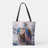 Kale adelaar met een traan en Amerikaanse vlag Tote Bag (Achterkant)