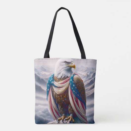Kale adelaar met een traan en Amerikaanse vlag Tote Bag (Achterkant)
