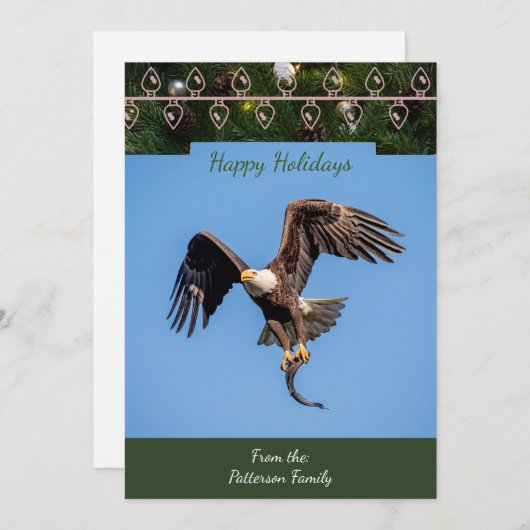 Kale adelaar met een vis kerst Kaart (Voorkant / Achterkant)
