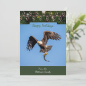 Kale adelaar met een vis kerst Kaart (Staand voorkant)