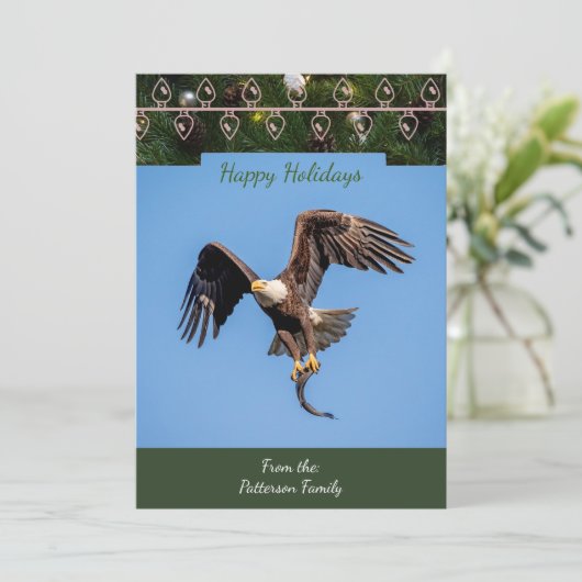 Kale adelaar met een vis kerst Kaart (Staand voorkant)