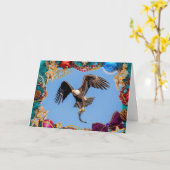 Kale adelaar met een vis kerst Kaart (Gele Bloem)