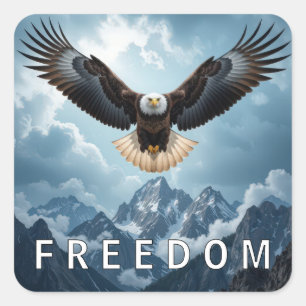 Kale Adelaar met Freedom Text Vierkante Sticker
