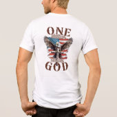 Kale adelaar met kruis en vlag Eén natie onder God Tri-Blend Shirt (Achterkant)