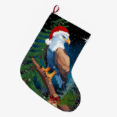 Kale adelaar met Santa Hat Sneeuwvlokken Grote Kerstsok (Voorkant (Hangend))