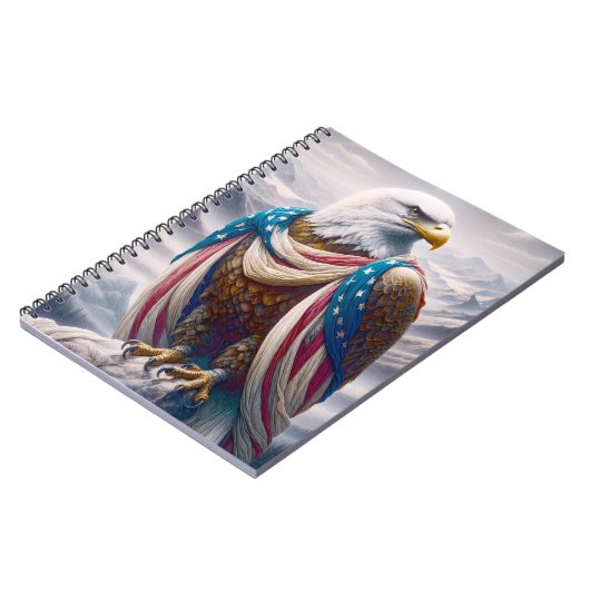 Kale adelaar met tranen en Amerikaanse vlag Notitieboek (Linkerzijde)