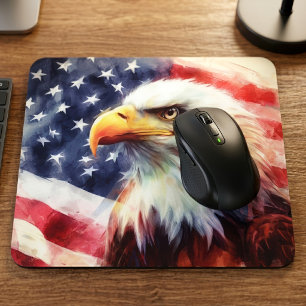 Kale adelaar met vlag van de Verenigde Staten van  Muismat