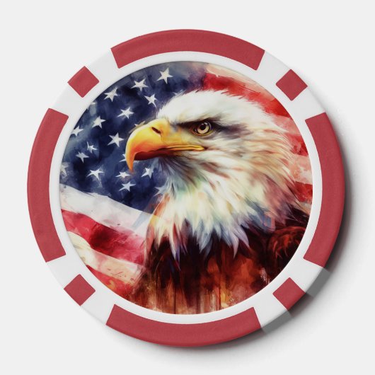 Kale adelaar met vlag van de Verenigde Staten van  Poker Chips (Achterkant)
