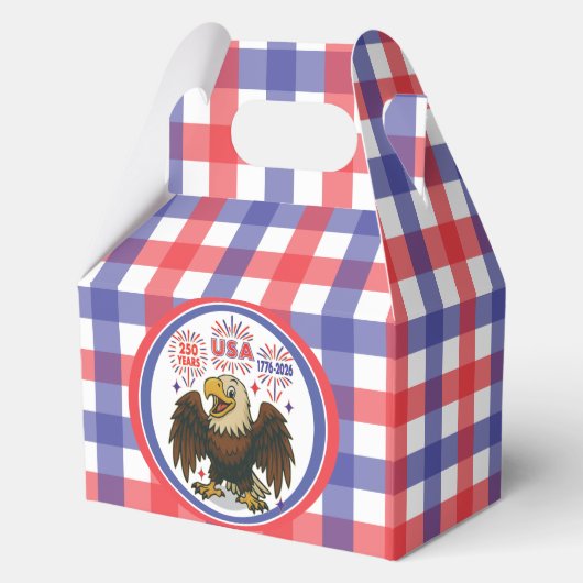 Kale adelaar met vuurwerk – VS 250 jaar 1776-2026 Bedankdoosjes (Voorkant)