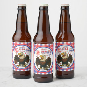 Kale adelaar met vuurwerk – VS 250 jaar 1776-2026 Bier Etiket