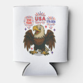 Kale adelaar met vuurwerk – VS 250 jaar 1776-2026 Blikjeskoeler (Voorkant)