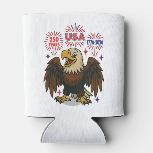 Kale adelaar met vuurwerk – VS 250 jaar 1776-2026 Blikjeskoeler (Achterkant)