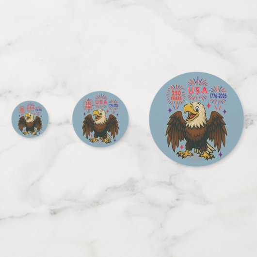 Kale adelaar met vuurwerk – VS 250 jaar 1776-2026 Confetti (Achterkanten)