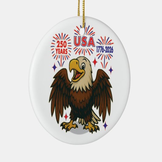 Kale adelaar met vuurwerk – VS 250 jaar 1776-2026 Keramisch Ornament (Rechts)