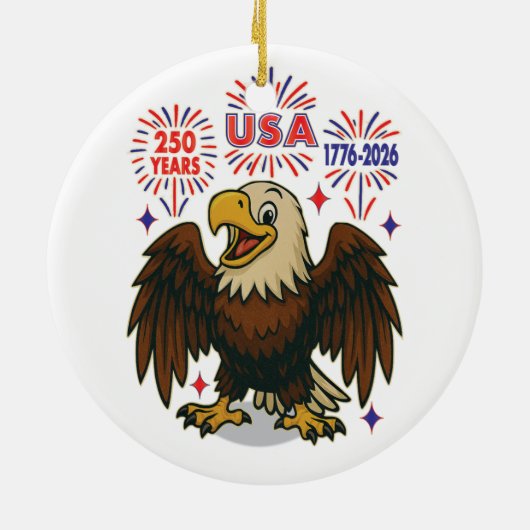 Kale adelaar met vuurwerk – VS 250 jaar 1776-2026 Keramisch Ornament (Achterkant)