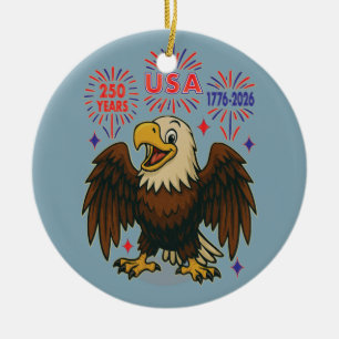 Kale adelaar met vuurwerk – VS 250 jaar 1776-2026 Keramisch Ornament
