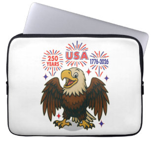 Kale adelaar met vuurwerk – VS 250 jaar 1776-2026 Laptop Sleeve