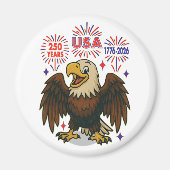 Kale adelaar met vuurwerk – VS 250 jaar 1776-2026 Magneet (Voorkant)