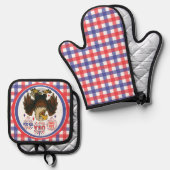 Kale adelaar met vuurwerk – VS 250 jaar 1776-2026 Ovenwant & Pannenlap Set (Voorkant / Achterkant)