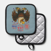 Kale adelaar met vuurwerk – VS 250 jaar 1776-2026 Pannenlap (Voorkant / Achterkant)