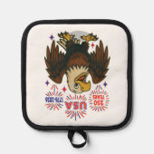 Kale adelaar met vuurwerk – VS 250 jaar 1776-2026 Pannenlap (Voorkant)