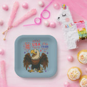 Kale adelaar met vuurwerk – VS 250 jaar 1776-2026 Papieren Bordje (Feest)