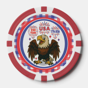 Kale adelaar met vuurwerk – VS 250 jaar 1776-2026 Poker Chips