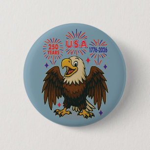 Kale adelaar met vuurwerk – VS 250 jaar 1776-2026 Ronde Button 5,7 Cm