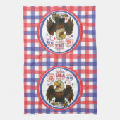 Kale adelaar met vuurwerk – VS 250 jaar 1776-2026 Theedoek (Verticaal)