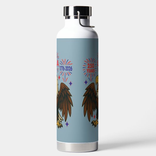 Kale adelaar met vuurwerk – VS 250 jaar 1776-2026 Waterfles (Links)