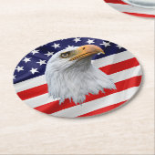 Kale adelaar mooi patriottisch cadeau ronde kartonnen onderzetter (Gebogen)