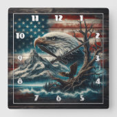 Kale adelaar neergestreken door berg en Amerikaans Vierkante Klok (Voorkant)