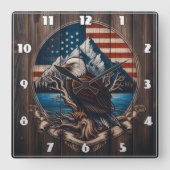 Kale adelaar neergestreken door berg en Amerikaans Vierkante Klok (Voorkant)