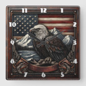 Kale adelaar ontworpen tegen Amerikaanse vlag moti Vierkante Klok (Voorkant)