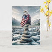 Kale adelaar op Cairn met Amerikaanse vlag Kaart (Gele Bloem)