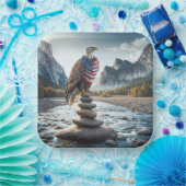 Kale adelaar op Cairn met Amerikaanse vlag Papieren Bordje (Feest)